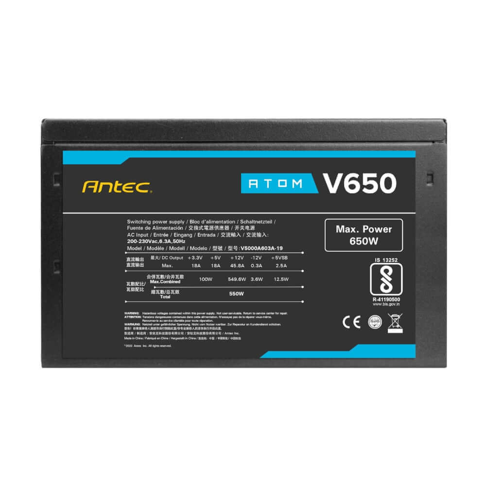 Antec Atom V650 Non-Modular Power Supply 3 Antec Atom V650 Non-Modular Power Supply - Image 3