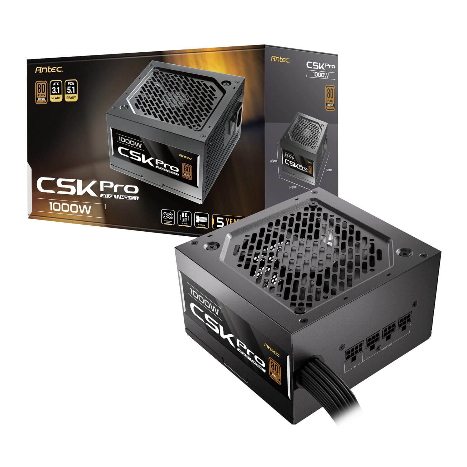 Antec CSK1000 PRO ATX3.1 Semi-Modular 1000W Power Supply 1 Antec CSK1000 PRO ATX3.1 Semi-Modular 1000W Power Supply