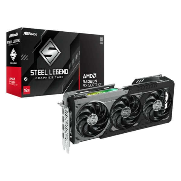 ASRock Radeon RX9070 XT Steel Legend Dark 16GB Graphics Card 1 ASRock Radeon RX9070 XT Steel Legend Dark 16GB Graphics Card